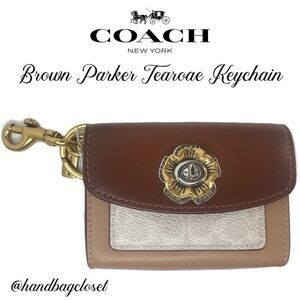 COACH Tea Rose Mini Parker Card Case Key Pouch With Snakeskin Detail Bag